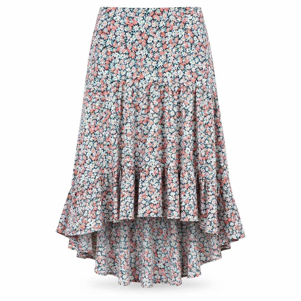 SimpleFun Womens Skirt 2XL Floral Tiered High Low Boho Cottagecore Peasant Skirt